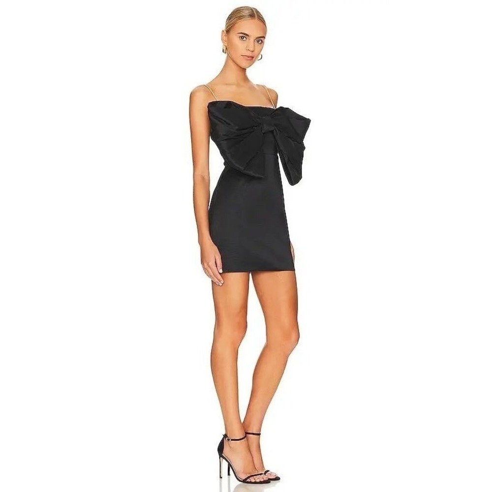 Nookie Reese Bow Mini Dress Black Strapless Boned Bodice NWT Wedding Guest Event - Picture 2 of 11